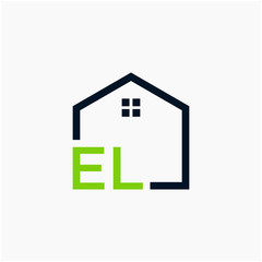 letter EL Line House Real Estate Logo. home initial E L concept. Construction logo template, Home and Real Estate icon. Housing Complex Simple Vector Log