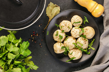 Khinkali. Asian dumpling with spices