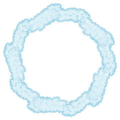 Round wreath of pine branches and place for text on white. Vector. Invitation, greeting card or an element for your design.