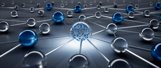 Fototapeta Sphere network structure - abstract design connection design - 3D illustration	 obraz