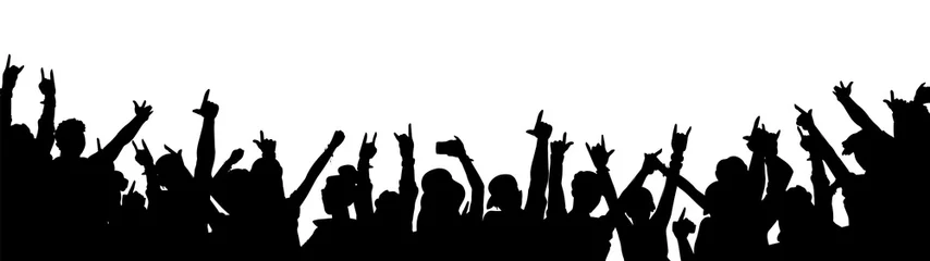 Foto op Aluminium Rock music concert crowd silhouette isolated on white background © sabelskaya