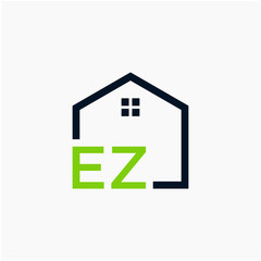 letter EZ Line House Real Estate Logo. home initial E Z concept. Construction logo template, Home and Real Estate icon. Housing Complex Simple Vector Log