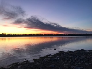 sunset over lake