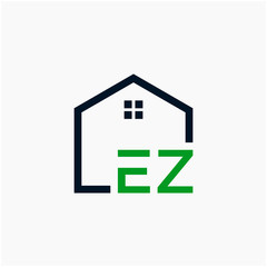 letter EZ Line House Real Estate Logo. home initial E Z concept. Construction logo template, Home and Real Estate icon. Housing Complex Simple Vector Log