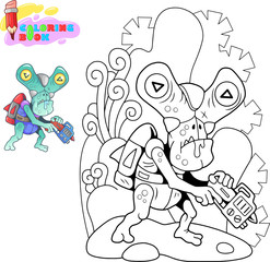 cute cartoon alien from outer space, funny illustration