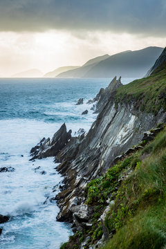 coumeenoule harbour in south west ireland on the dingle peninsula on an autumn evening near sunset, a filming location of the star wars movie the last of the jedi