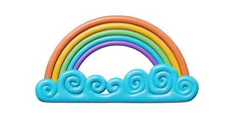 Isolated design of colorful plastic rainbow figure