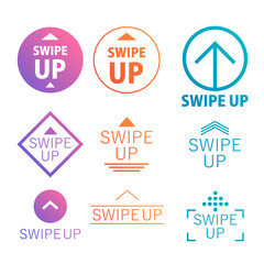 Set Swipe up. Collection buttons for social media. Arrows web icons for advertising and marketing in social media application. Vector illustration EPS 10