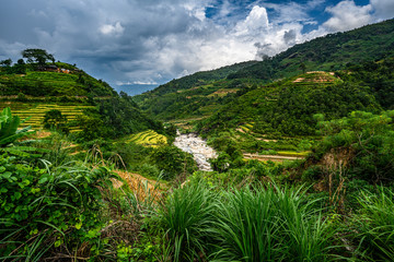 Fototapeta na wymiar Mu Cang Chai, landscape terraced rice field near Sapa, northern Vietnam