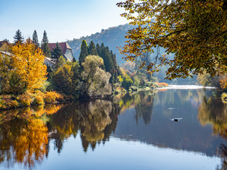 Landschaftliche Fluss Ilz in Niederbayern