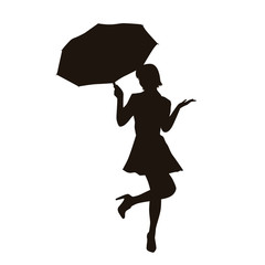 People with Umbrella Silhouette