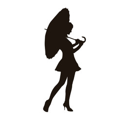 People with Umbrella Silhouette