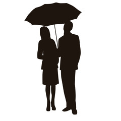 People with Umbrella Silhouette