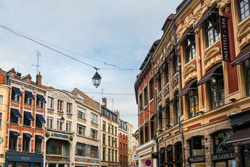 LILLE, FRANCE - October 11, 2019: antique building view in Old Town Lille, France