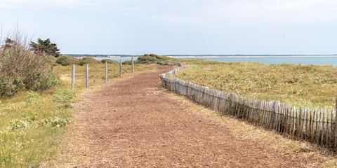 Fototapeta na wymiar sand foot path access beach Saint vincent sur jard in vendee France