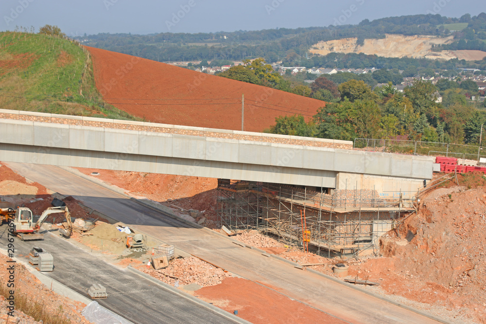 Wall mural road bridge under construction