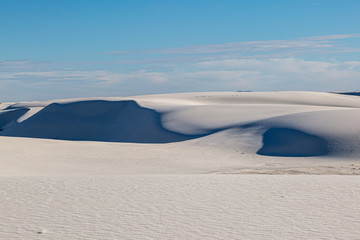 Fototapeta na wymiar Light and shade on the sand dunes, at White Sands National Monument in New Mexico