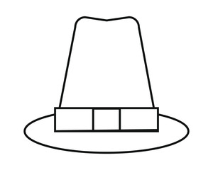 vector, simple icon with pilgrim hat shape