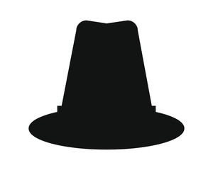 vector, simple icon with pilgrim hat shape