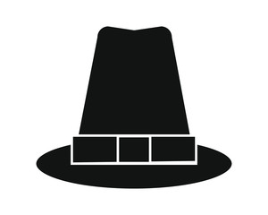 vector, simple icon with pilgrim hat shape