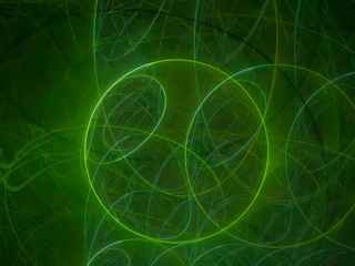 Abstract Green fantastic clouds. Colorful fractal background. Digital art. 3d rendering.