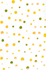 Nail polish drops pattern background in yellow and green colors. Abstract paint circles background for beauty and fashion, copy space