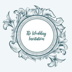 floral framing ornament with engrave and vintage color 