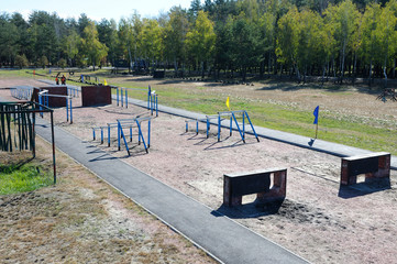 View of the obstacle course on training ground of the military base