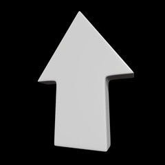Arrow sign object 3d render illustration on black background