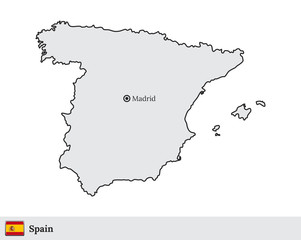 Spain vector map with the capital city of Madrid