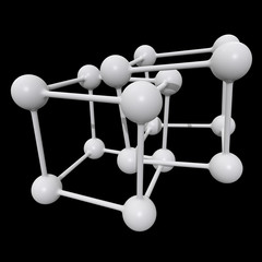 Molecule Grid. Connection Structure. 3d render illustration on black background. Science and medical healthcare concept