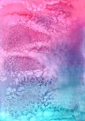 Pink and blue abstract watercolor background with salt texture for invitations or wedding design