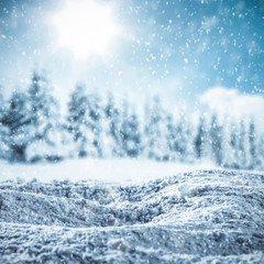 Winter background of snow and free space for your decoration 
