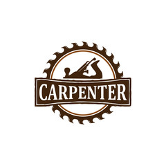 Capenter industry logo design - carpentry plane circular saw