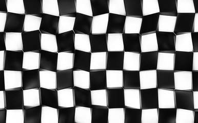 Black and white abstract image of cubes background. 3d render