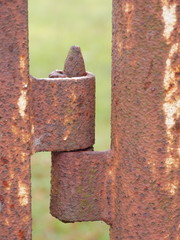 Verrosted Türscharnier eines Eisentors - Detail