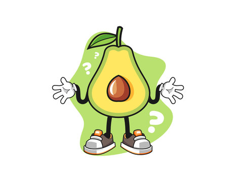 recommend clip art: Avocado confused mascot design vector. Cartoon character illustration for business, t shirt, sticker.