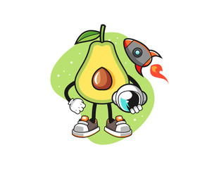 Avocado astronaut mascot design vector. Cartoon character illustration for business, t shirt, sticker.