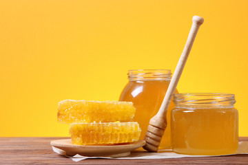 Fresh honey on the table.