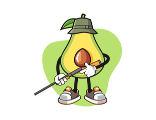 Avocado hunter mascot design vector. Cartoon character illustration for business, t shirt, sticker.