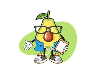 Avocado nurse mascot design vector. Cartoon character illustration for business, t shirt, sticker.