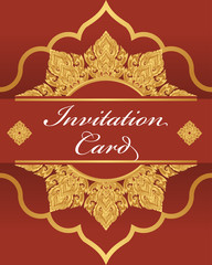 Vector of invitation card template, background and frame border. Thai art style floral vintage illustration design