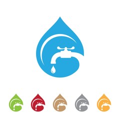 Simple eco plumbing company logo vector concept shaped air droplets