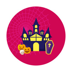 scene of scary halloween castle