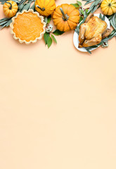 Thanksgiving card or invitation template with a copy space for a greeting text