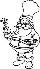 Creative one line happy Santa-Claus with abstract shapes. vector graphic