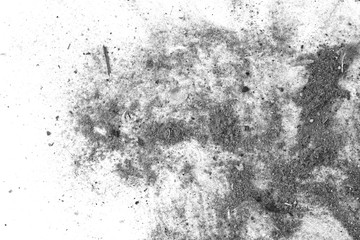 Black trash, dust, dirt isolated on a white background closeup. texture of garbage from a vacuum cleaner