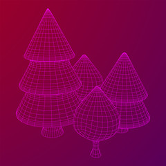 Mesh image of trees. Low poly background. Eco vector. Wireframe low poly mesh vector illustration