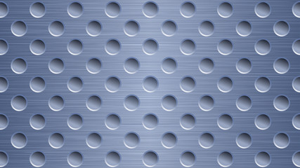 Abstract metal background with holes in blue colors