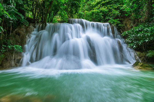 Huai Mae Khamin Waterfall level 3, Khuean Srinagarindra National Park, Kanchanaburi, Thailand © wirojsid